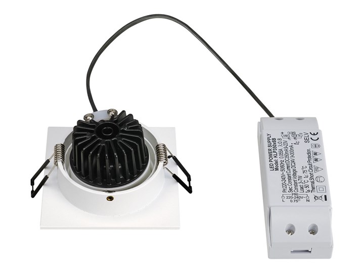 NEW TRIA 1 SET, lampa wpuszczana, jednopunktowa, LED, 2700K, kwadratowa, biała, 38°, 9,1W, z zasilaczem i sprężynami zaciskowymi Oprawa led Oprawa stropowa Kwadratowe Oprawa wpuszczana Okrągłe Kolor Biały Kategoria Oprawy oświetleniowe