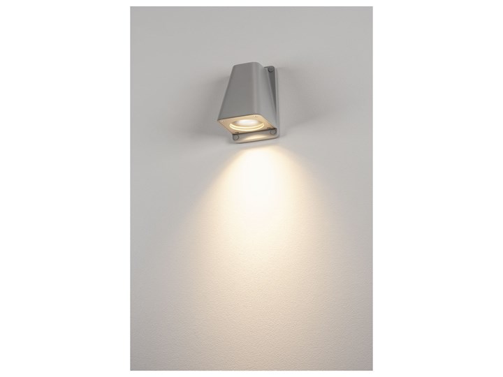 WALLYX, lampa ścienna, QPAR51, IP44, srebrnoszara, maks. 50W Kinkiet ogrodowy Kolor Srebrny
