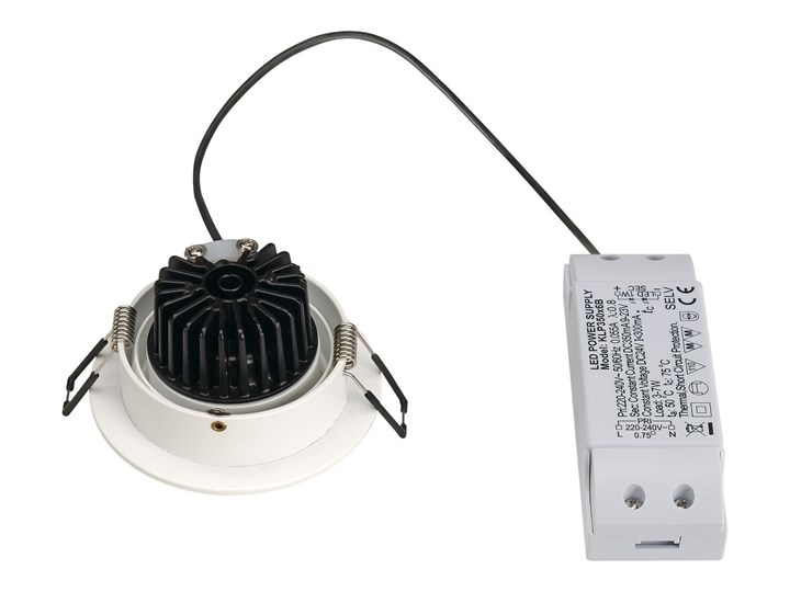 NEW TRIA 1 SET, lampa wpuszczana, jednopunktowa, LED, 2700K, okrągła, biała, 38°, 9,1W, z zasilaczem i sprężynami zaciskowymi Kwadratowe Oprawa wpuszczana Oprawa stropowa Kolor Biały Oprawa led Okrągłe Kategoria Oprawy oświetleniowe