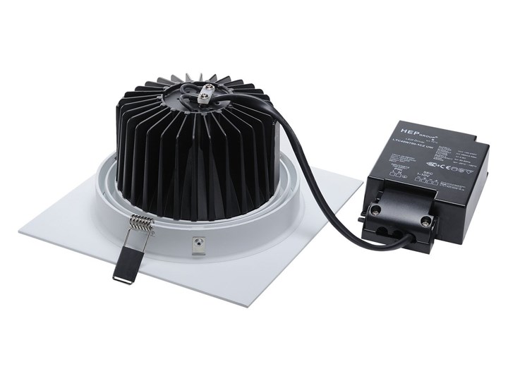 NEW TRIA 1 SET, lampa wpuszczana, jednopunktowa, LED, 3000K, kwadratowa, biała, 30°, 29W, z zasilaczem i sprężynami zaciskowymi Okrągłe Oprawa stropowa Oprawa led Kwadratowe Oprawa wpuszczana Kolor Biały