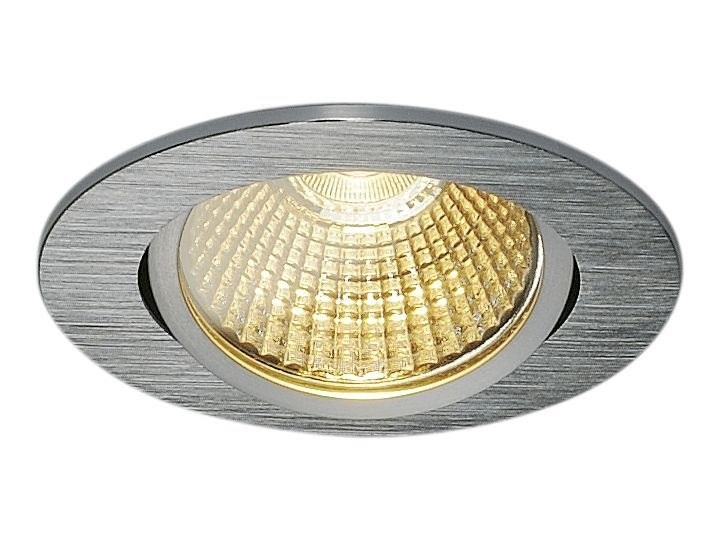 NEW TRIA 68, lampa wpuszczana, LED, 3000K, okrągła, szczotkowane aluminium, 38°, 12W, z zasilaczem i sprężynami zaciskowymi Okrągłe Oprawa wpuszczana Kwadratowe Oprawa led Oprawa stropowa Kategoria Oprawy oświetleniowe