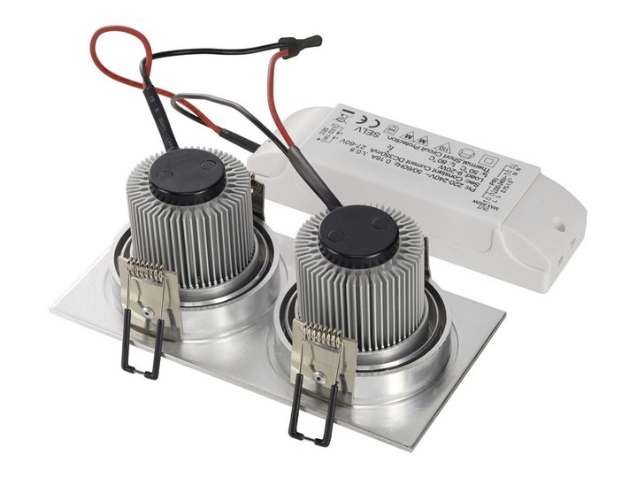 NEW TRIA 2 SET, lampa wpuszczana, dwupunktowa, LED, 2700K, prostokątna, aluminium szczotkowane, 38°, 14,7W, z zasilaczem i sprężynami zaciskowymi Oprawa wpuszczana Oprawa stropowa Prostokątne Oprawa led Kategoria Oprawy oświetleniowe