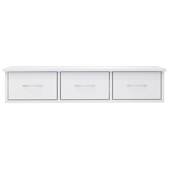 vidaXL Półka ścienna z szufladami, wysoki połysk, biała, 88x26x18,5 cm