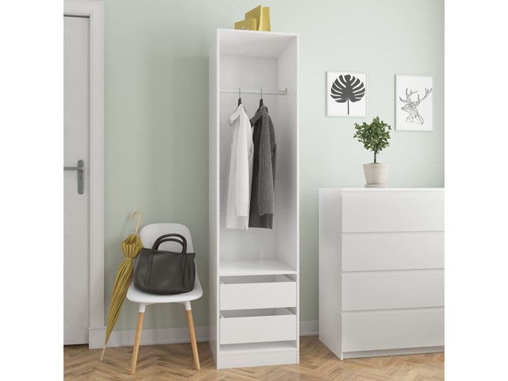 vidaXL Szafa z szufladami, wysoki połysk, biała, 50x50x200 cm Szerokość 50 cm Głębokość 50 cm Pomieszczenie Sypialnia