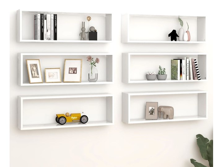 vidaXL Półki ścienne kostki, 6 szt., białe, 80x15x26,5 cm, płyta Płyta meblowa Płyta MDF Płyta laminowana Płyta wiórowa Kolor Biały