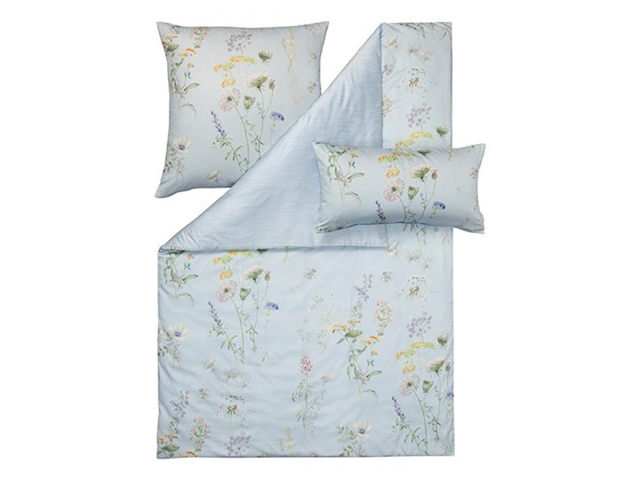 Pościel Estella Satin De Lux PRIMAVERA 1061, Rozmiar - 155X200+2X70X80+2X40X40, Kolor - blue Bawełna Satyna 155x200 cm Len 135x200 cm Kategoria Komplety pościeli Wzór Kwiaty
