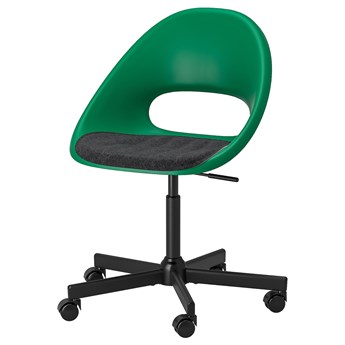 IKEA ELDBERGET / MALSKÄR Krzesło obrotowe + poduszka, Zielony czarny/ciemnoszary, Przetestowano dla: 110 kg
