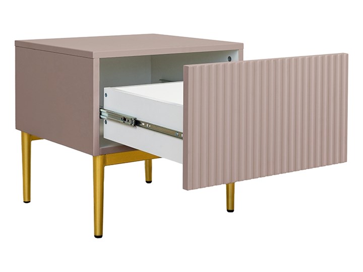 BOGART. Zestaw szafek nocnych Nicole 2 szt. antyczny róż MDF / złote nóżki Płyta laminowana Typ Nocne Metal Wysokość 45 cm Szerokość 46 cm Głębokość 45 cm Płyta MDF Nocne Pomieszczenie Sypialnia