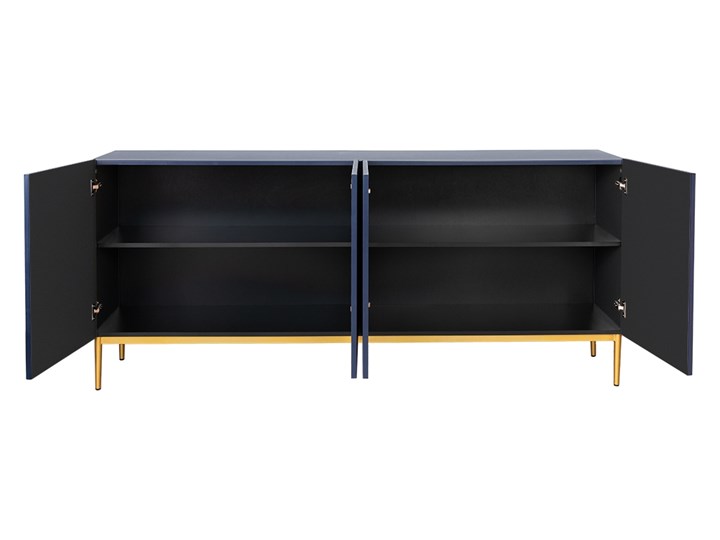 BOGART. Komoda Nicole 200 cm granat MDF / złote nóżki Głębokość 45 cm Z witrynami Wysokość 85 cm Pomieszczenie Sypialnia