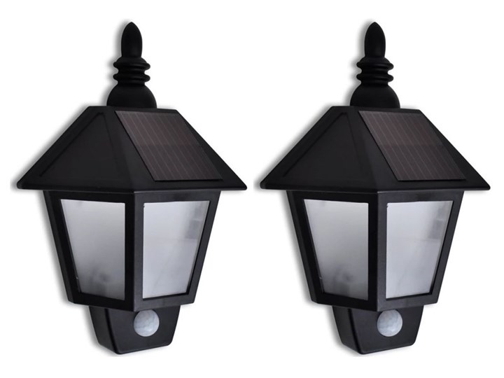 vidaXL Lampy solarne z detektorem ruchu, 2 sztuki Kategoria Lampy ogrodowe Lampa solarna Kinkiet ogrodowy Kolor Czarny