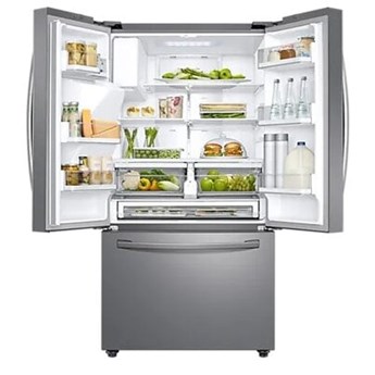 Lodówka SAMSUNG RF23R62E3S9 EO Side by side No frost 177.7cm Srebrna Podajnik wody Kostkarka