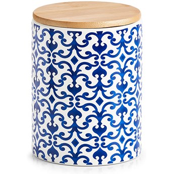 Pojemnik "Marokko" w kolorze niebiesko-białym - wys. 15,3 x Ø 11 cm