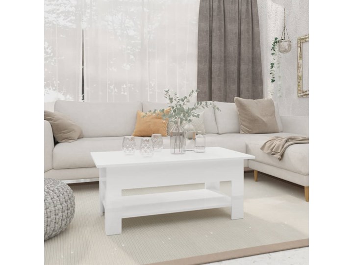 vidaXL Stolik kawowy, biały wysoki połysk, 102x55x42 cm, płyta wiórowa Szerokość 55 cm Długość 120 cm Kształt blatu Prostokątne