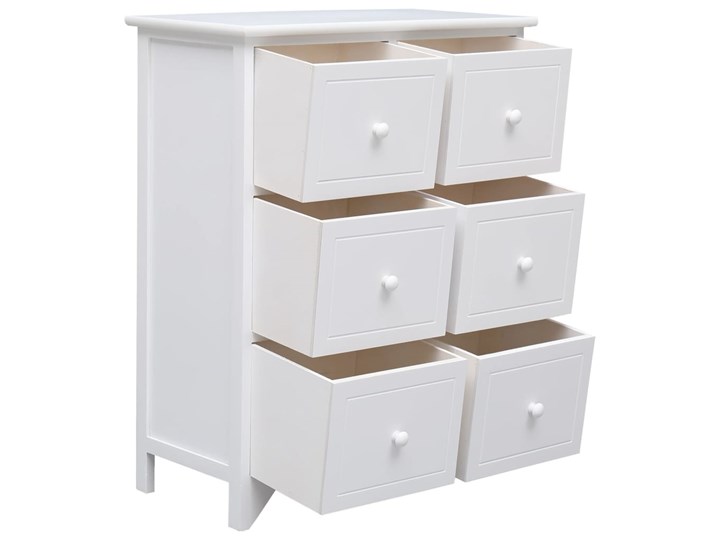 vidaXL Komoda z 6 szufladami, biała, 60x30x75 cm, drewno paulownia Płyta MDF Szerokość 60 cm Głębokość 30 cm Szerokość 105 cm Z szufladami Pomieszczenie Salon