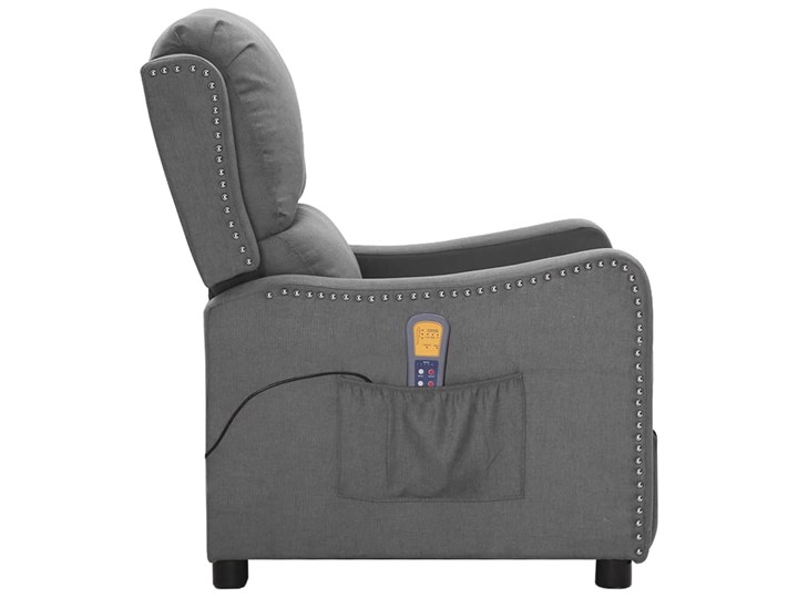 vidaXL Rozkładany fotel masujący, jasnoszary, obity tkaniną Drewno Tworzywo sztuczne Fotel rozkładany Metal Pomieszczenie Salon