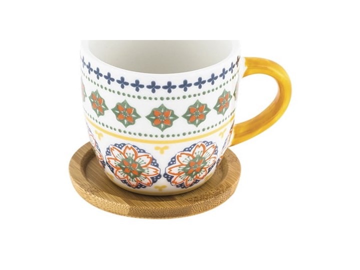 Zestaw 6 porcelanowych filiżanek z bambusowymi spodkami Villa Altachiara Gardeny Porcelana Kategoria Filiżanki