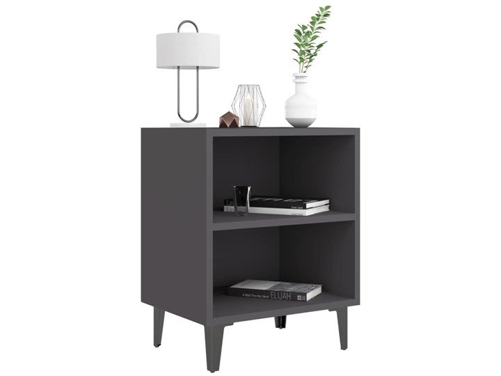 vidaXL Szafka nocna z metalowymi nóżkami, szara, 40x30x50 cm Szerokość 40 cm Płyta MDF Nocne Głębokość 30 cm Płyta laminowana Płyta meblowa Kategoria Szafki i regały