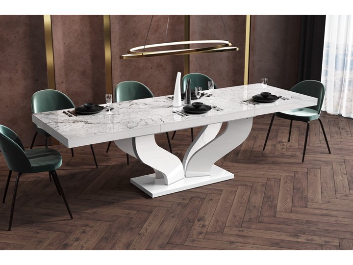 Stół w połysku z marmurowym blatem Viva marmur/biały Płyta MDF Szerokość(n) 89 cm