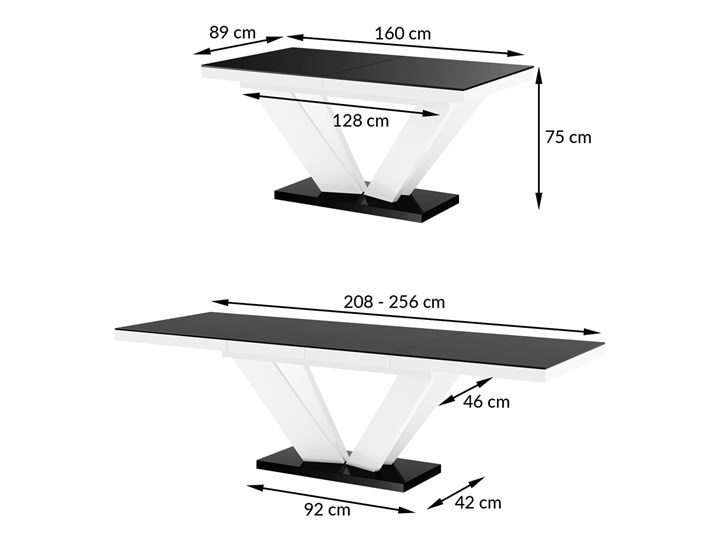 Biały stół z marmurowym blatem Viva 2 marmur/biały Długość po rozłożeniu 260 cm Płyta MDF Szerokość(n) 89 cm