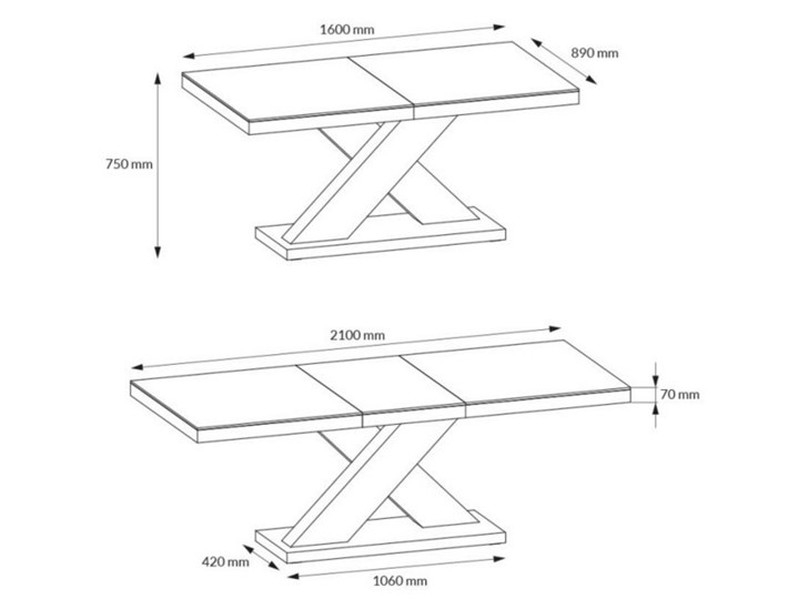 Marmurowy stół do jadalni Xenon marmur/biały Długość po rozłożeniu 210 cm Płyta MDF Kształt blatu Prostokątny