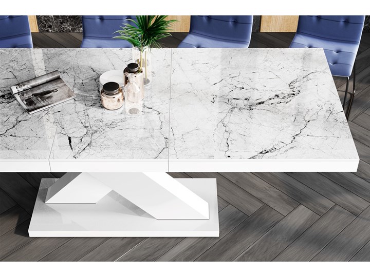 Marmurowy stół do jadalni Xenon marmur/biały Płyta MDF Szerokość(n) 89 cm