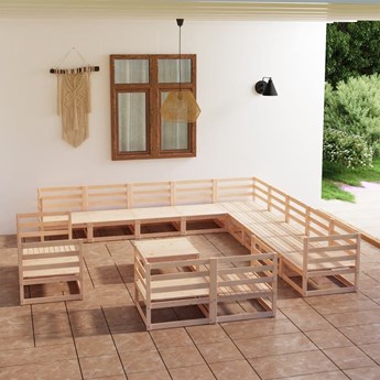 vidaXL 14-cz. zestaw mebli wypoczynkowych do ogrodu, drewno sosnowe