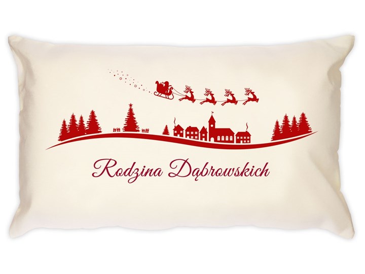 Poduszka personalizowana z nadrukiem dla pary na święta Prostokątne Kolor Czerwony Poduszka dekoracyjna Kolor Beżowy