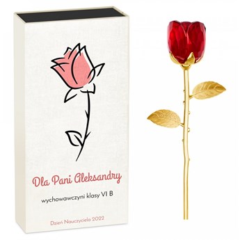 Róża kryształowa w pudełku z nadrukiem dla wychowawczyni na Dzień Nau