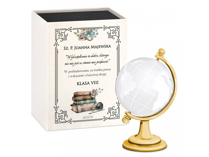 Globus szklany kryształ z nadrukiem dla pary na ślub rocznicę pa Globusy Kategoria Figury i rzeźby Kolor Szary
