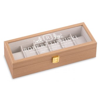 Szkatułka drewniana prostokątna na 6 zegarków z grawerem dla pr