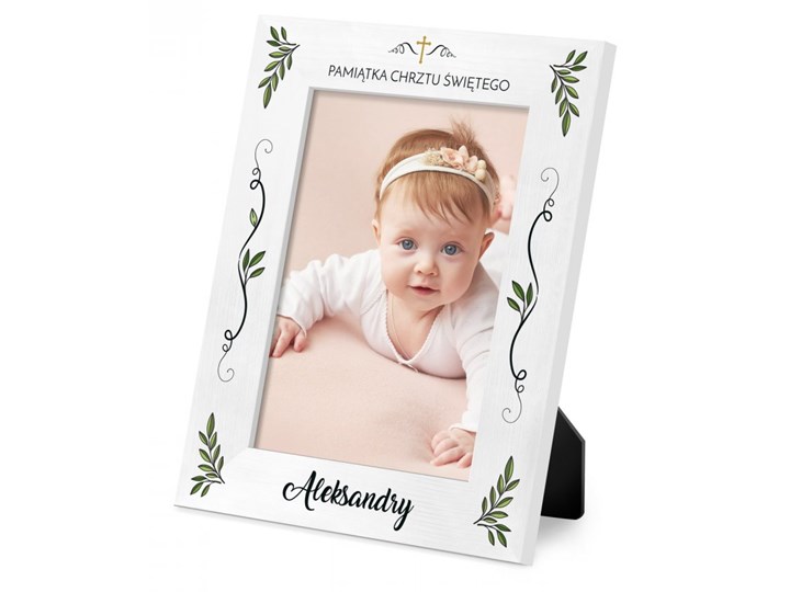 Ramka na zdjęcia biała z nadrukiem dla dziewczynki na chrzest Kolor Biały Kategoria Ramy i ramki na zdjęcia