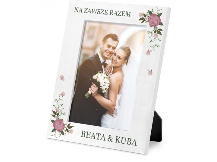 Ramka na zdjęcia biała z nadrukiem dla pary na ślub Kolor Biały Kategoria Ramy i ramki na zdjęcia