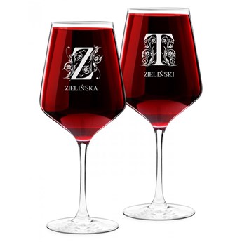 Kieliszki szklane x2 do wina rubin rozmiar XL z grawerunkiem dla pary