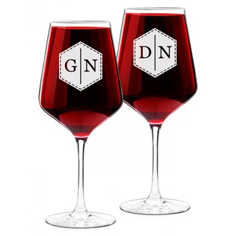 Kieliszki szklane x2 do wina rubin rozmiar XL z grawerowanymi