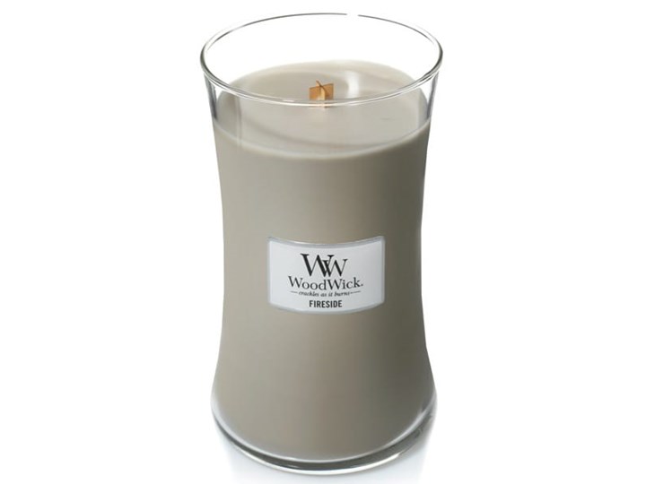 Świeca zapachowa WoodWick Core L - Fireside - Przy Kominku Drewno Podgrzewacz Kategoria Świeczniki i świece Kolor Szary