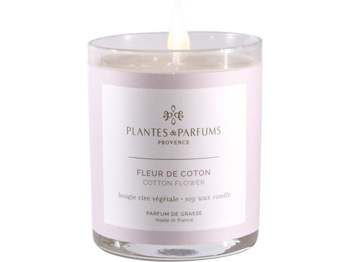 Świeca zapachowa perfumowana 180g - Cotton Flower - Kwiat Bawełny Kategoria Świeczniki i świece Szkło Kolor Fioletowy