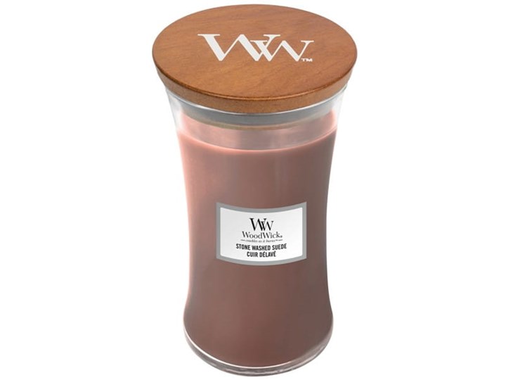 Świeca zapachowa WoodWick Core L - Stone Washed Suede Drewno Kategoria Świeczniki i świece Podgrzewacz Kolor Brązowy