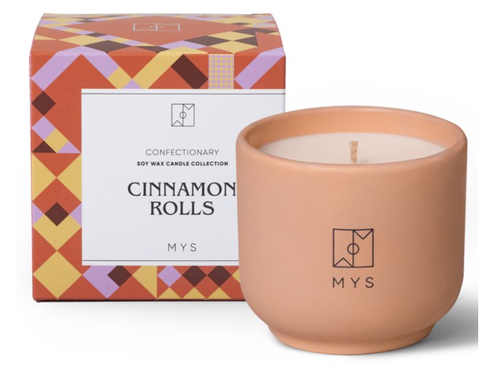 Świeca zapachowa MYS - Cinnamon Rolls - 180g Kategoria Świeczniki i świece Ceramika Kolor Pomarańczowy