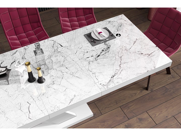 Biały stół z marmurowym blatem Xenon Lux marmur/biały Płyta MDF Liczba miejsc Do 12 osób