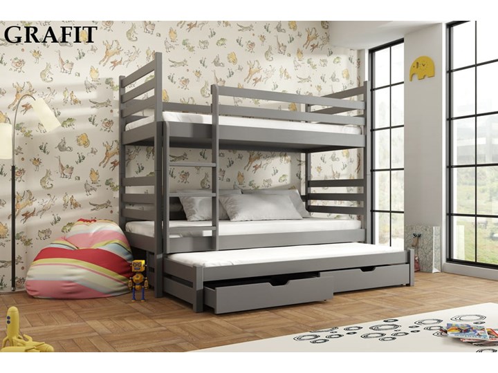 Łóżko piętrowe TOMI 80x180 grafit+biel Lano Meble