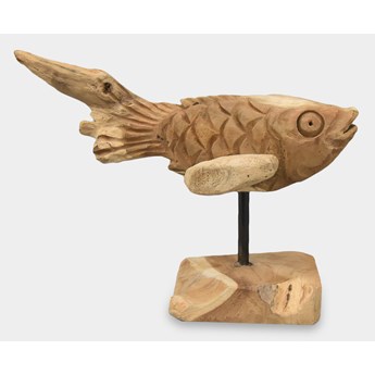 Ryba na Podstawie Rzeźba z Drewna