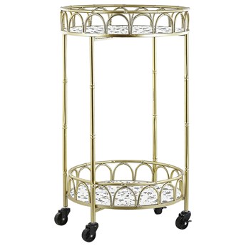 Beliani Wózek kuchenny złoty metalowa rama blat z efektem lastryko barek na kółkach w stylu glamour