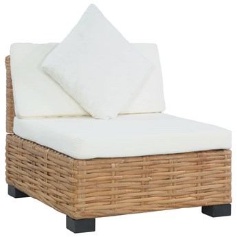 vidaXL Sofa bez podłokietników, z poduszkami, naturalny rattan