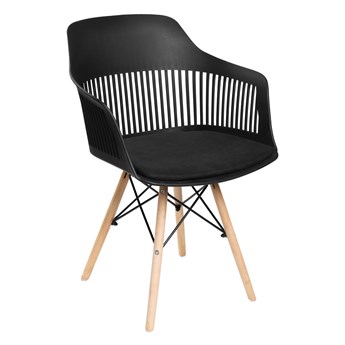 Krzesło FLER ażurowe czarne z poduszką 57x59x77 cm - Homla