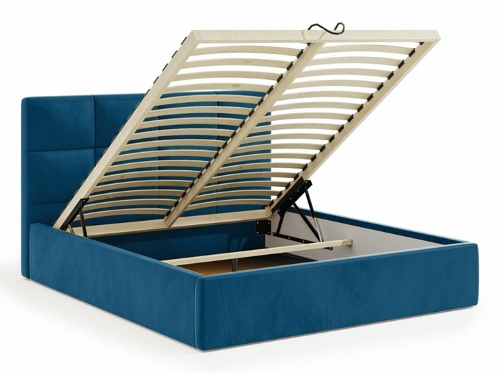 AMDK Łóżko Slim II tapicerowane 140x200 ze stelażem żółty welur Tkanina Pojemnik na pościel Z pojemnikiem Drewno Metal Łóżko tapicerowane Kategoria Łóżka do sypialni