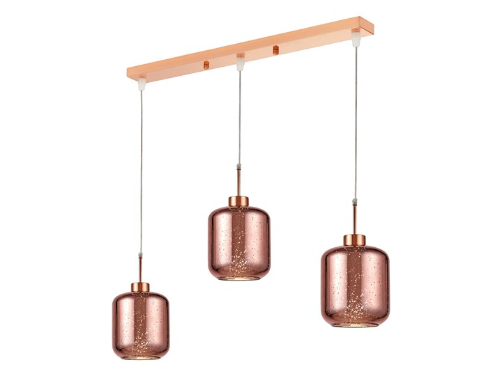 POTRÓJNA NOWOCZESNA LAMPA WISZĄCA RÓŻOWE ZŁOTO ALACOSMO W3 Szkło Chrom Metal Kolor Złoty Lampa z kloszem Styl Nowoczesny