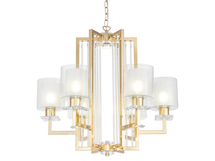 NOWOCZESNA LAMPA WISZĄCA ZŁOTA MANHATTAN Lampa z abażurem Szkło Metal Pomieszczenie Biuro i pracownia Lampa z kloszem Kolor Złoty