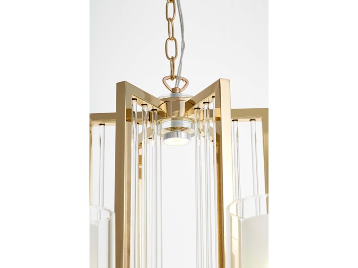 NOWOCZESNA LAMPA WISZĄCA ZŁOTA MANHATTAN Metal Szkło Lampa z kloszem Pomieszczenie Salon Lampa z abażurem Kolor Złoty