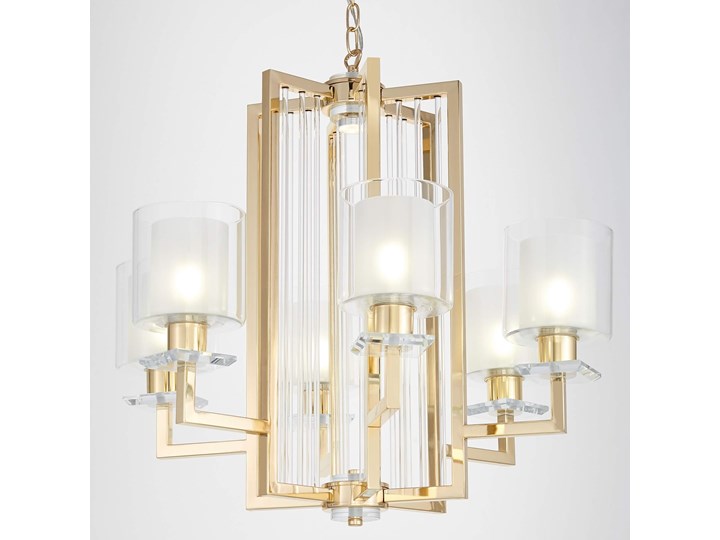 NOWOCZESNA LAMPA WISZĄCA ZŁOTA MANHATTAN Lampa z kloszem Metal Lampa z abażurem Szkło Pomieszczenie Salon