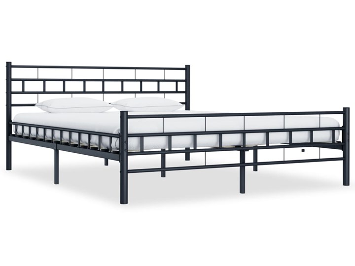 vidaXL Rama łóżka, czarna, stalowa, 160 x 200 cm Metal Zagłówek Z zagłówkiem Łóżko metalowe Styl Tradycyjny
